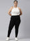 Women Black Cotton Knit Side Stripe Active Leggings