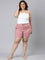 Women Printed Medium Pink Viscose Mid Rise Lounge Shorts