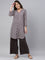 Women Solid Silver Grey Viscose Mid Rise Knit Palazzos