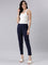 Women Solid Navy Cotton Pencil Pant