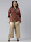 Women Solid Light Gold Mid Rise Shiny Palazzos