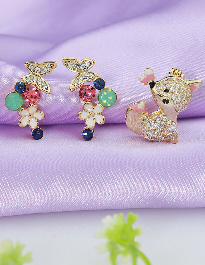 Designer Ceramic Earrings and Brooch Combo