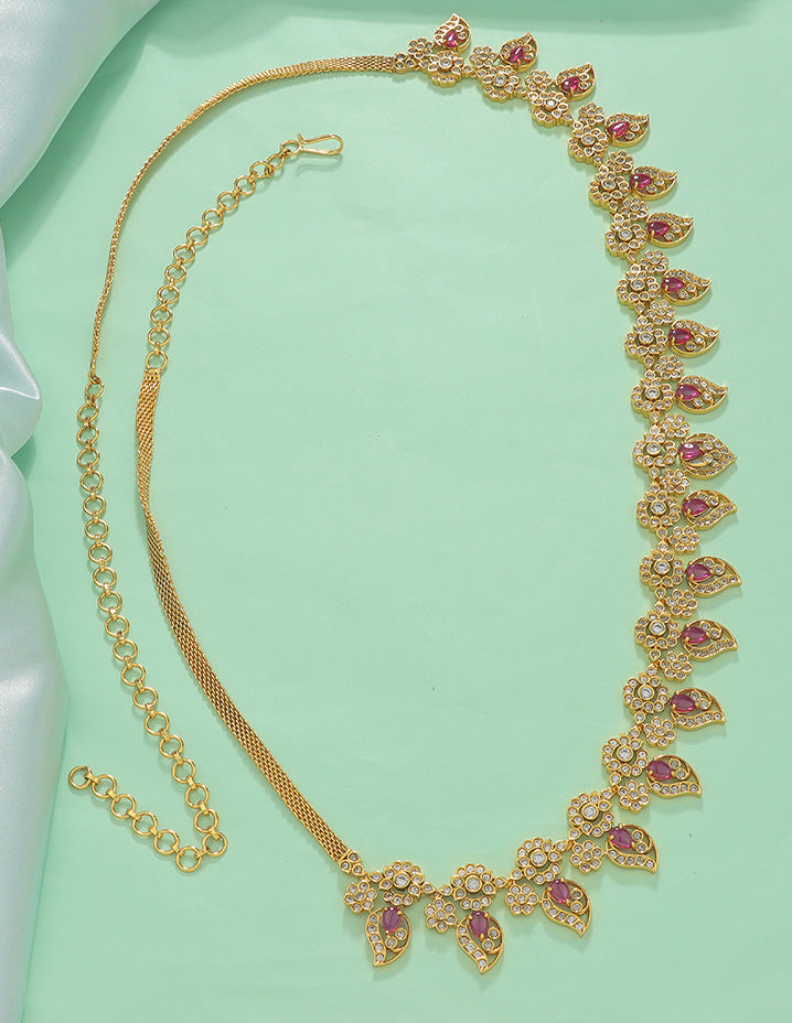 Designer Zircoina Mango Shape Chain Vaddanam