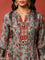 Grey Kalamkari Silk A-line three piece suit set