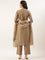 Beige Modal Silk Three Piece Suit Set