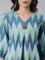 Blue cotton ikat printed kurta