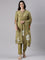 Mehadi Green Muslin Digital Print Three Piece Set