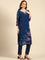 Midnight blue leheriya printed georgette three piece embroidered suit set
