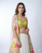Colorful Chinnon Lehenga with Heavy Sequin Work & Yellow Contrast Blouse with Printed Cape