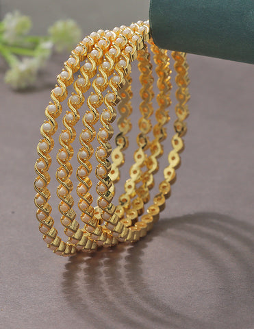 Designer Zirconia Gold Polish set of 4 Bangles