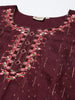 Neeru's Burgundy Anarkali Straight Cotton Silk Kurtas