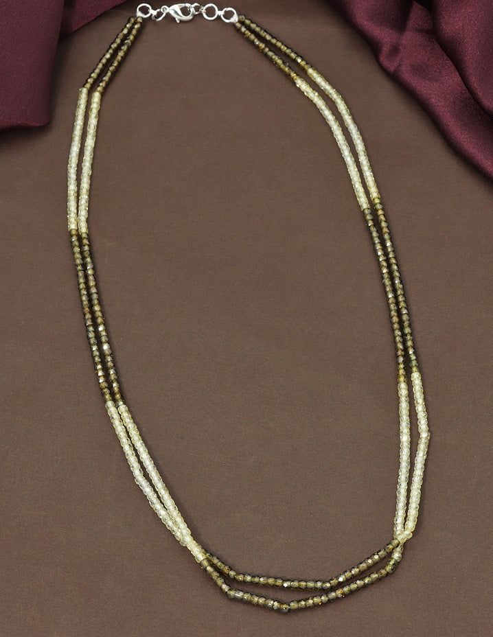 Designer 2-Lines Mehandi Green Cz Beads Mala