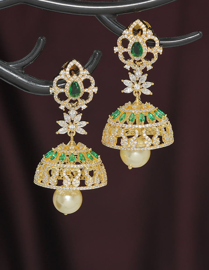Designer Zirconia Jhumka Earrings