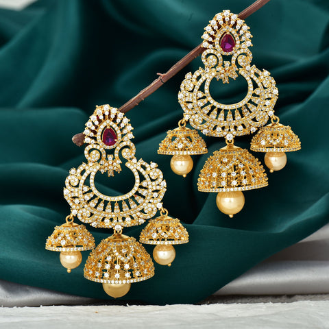 Stunning Designer Zirconia Chandbutta Earrings