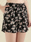 Black Woven Viscose Printed Lounge Shorts