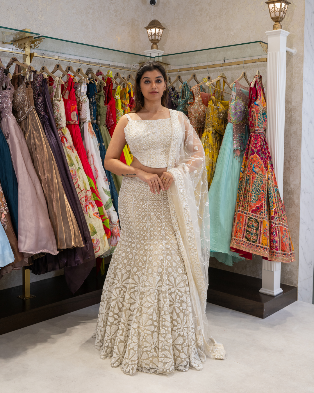 Net Fabric Lehenga with Heavy Cutdana & Stone Work | Cord-Fit Stylish Blouse & Heavy Net Dupatta