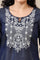 Blue Relaxed Fit Embroidered Yoke A-line Denim Kurta