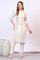 Beige Striped Rayon Flax Straight Kurta