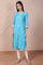 Blue Embroidered Straight Rayon Kurta