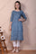 Blue Batik Printed Pure Cotton Straight Kurta