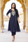 Blue Embroidered A-Line Kurta