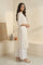 Off-White Striped Lace Trim Pure Cotton Straight Kurta
