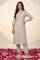 Grey Yarn Dyed Embroidered Sequins Straight Kurta