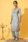 Aqua Green Jacquard Embroidered Straight Kurta, Palazzo and Dupatta Set