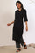 Black Solid Straight Kurta & Palazzo Set