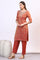 Brown Zari Embroidered Festive Straight Kurta, Palazzo Set with Dupatta
