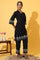 Black Schiffli Embroidered Pure Cotton Straight Kurta and Palazzo Co-ord Set