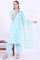 Blue Embroidered Pure Cotton Straight Kurta with Palazzos & Dupatta Set