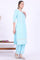 Blue Embroidered Pure Cotton Straight Kurta with Palazzos & Dupatta Set