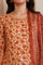 Brown Floral Printed Sequinned Straight Kurta, Salwar and Dupatta Set