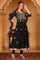 Black Metallic Embroidered Anarkali Jacquard Kurta, Tight and Dupatta Set