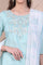 Blue Embroidered Festive Short Kurta, Printed Palazzo and Dupatta Set