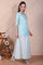 Blue Embroidered Festive Short Kurta, Printed Palazzo and Dupatta Set