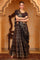 Black Abstract Printed Tape Embellished Straight Crop Top, Skirt and Dupatta Set