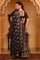 Black Abstract Printed Tape Embellished Straight Crop Top, Skirt and Dupatta Set