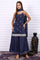 Blue Bandhni Printed Embroidered Georgette Straight Spaghetti Kurta, Sharara and Dupatta Set