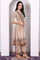 Beige Abstract Printed Beaded Cotton Straight Kurta, Palazzo and Dupatta Set