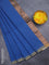Bengal soft cotton saree cs blue with plain body and zari woven piping border
