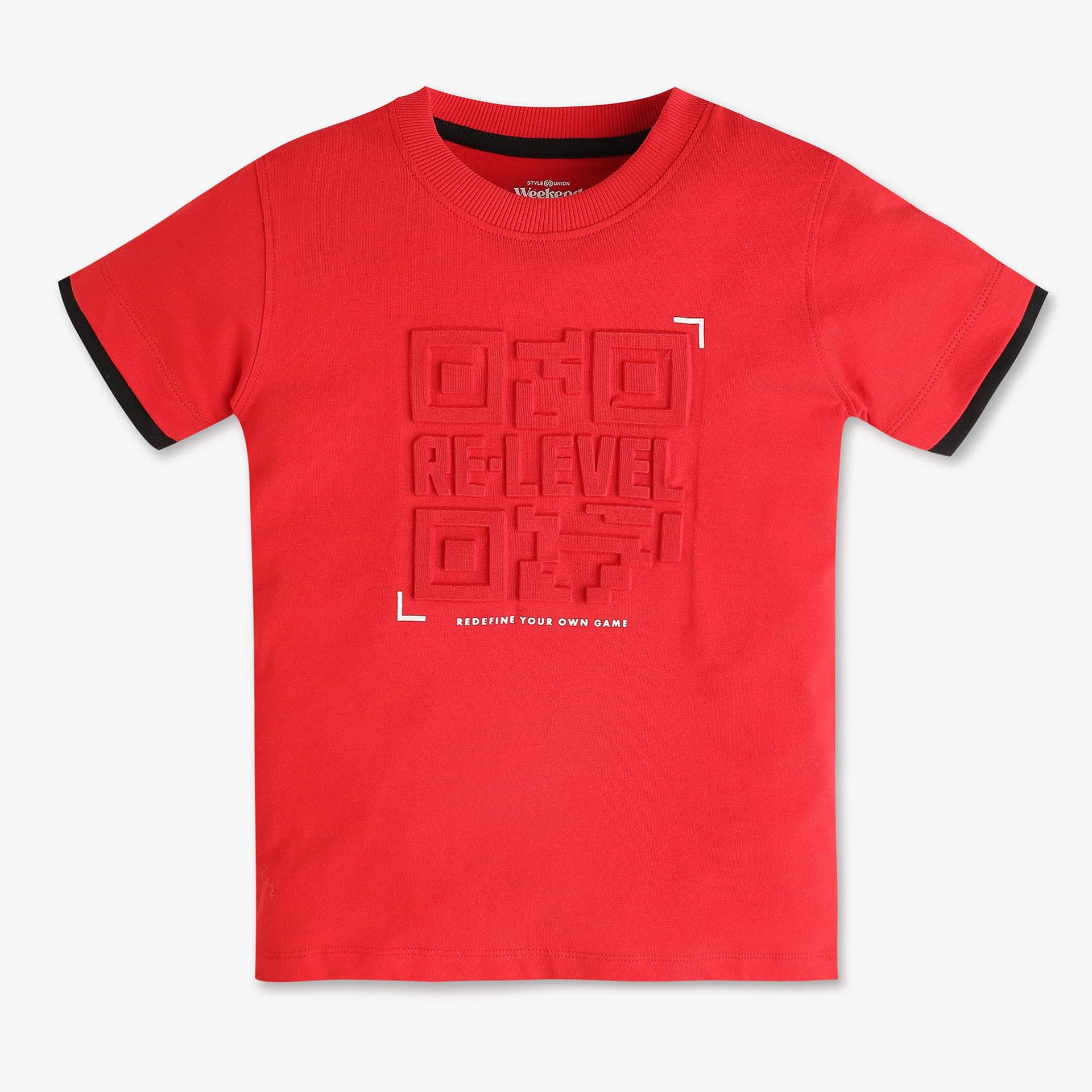 Boys Oversize Crew Neck Embossed Text T-Shirt