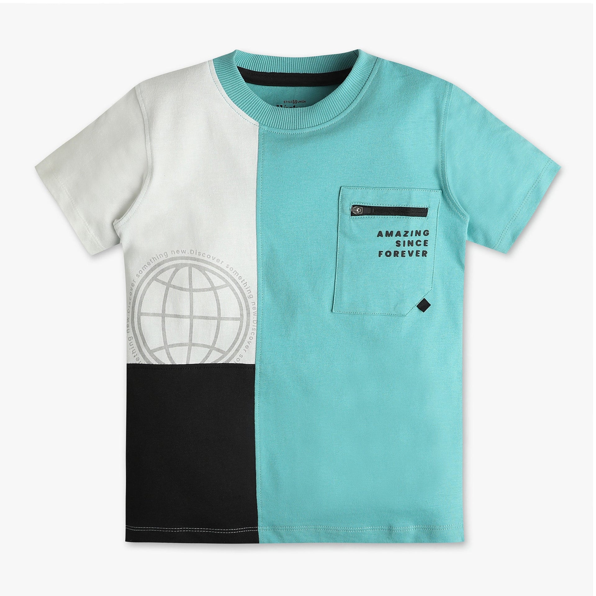 Boys Oversize Cut And Sew Crew Neck T-Shirt