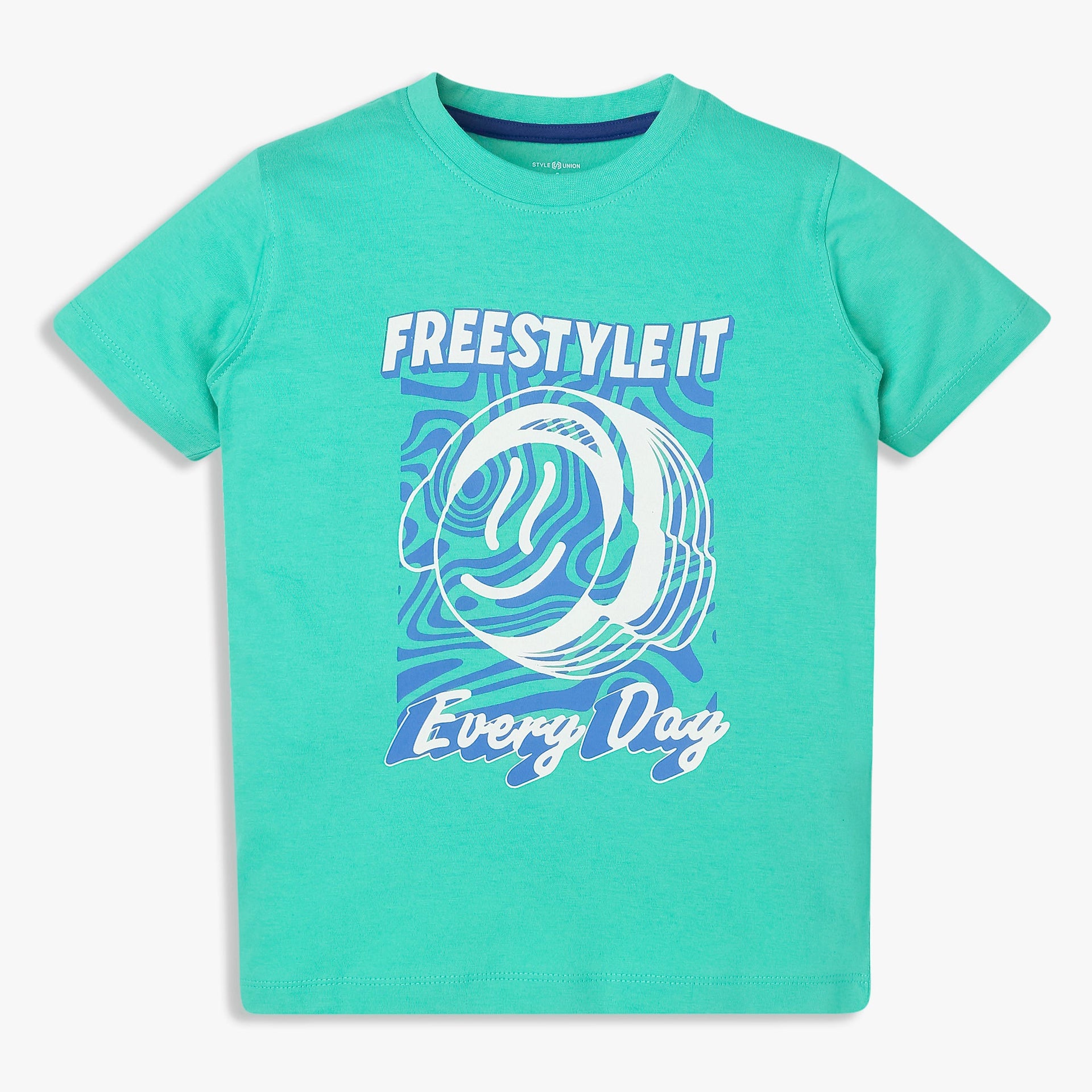 Boys Cotton Crew Neck Graphitee