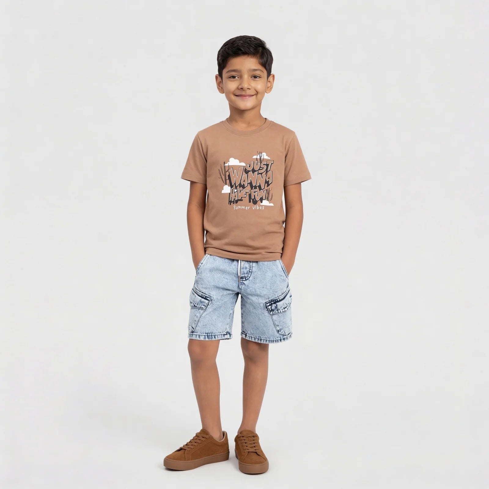 Boys Cotton Crew Neck Graphitee