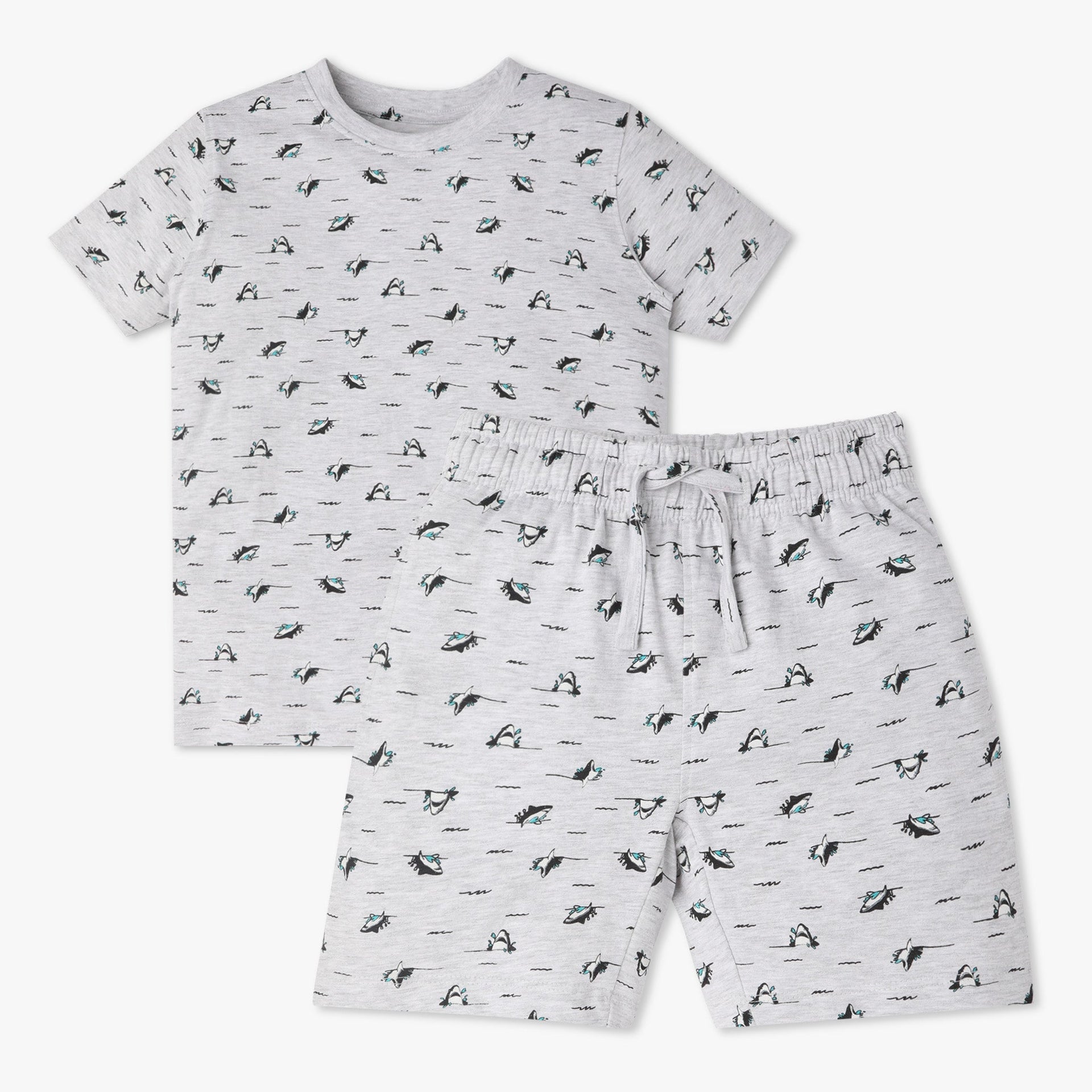 Boys Crew Neck T-Shirt And Shorts All Over Printed Sleepwear Set