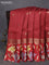 Banarasi tussar silk saree maroon and red with zari woven buttas and zari woven floral digital printed border