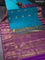Bangalori silk saree dual shade of teal bluish green and violet with zari woven buttas and long zari woven border