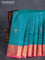 Bangalori silk saree teal blue and pink with zari woven buttas and zari woven border